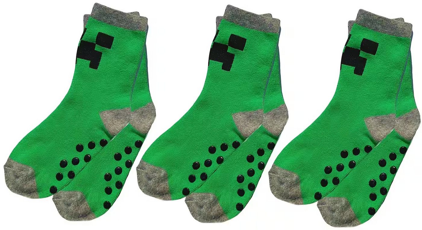 Minecraft ABS-Socken 3x Minecraft Stoppersocken Kinder Strümpfe Anti Slip Socken 3x Minecraft Kinder Anti Rutschsocken – Bild 4 von 4