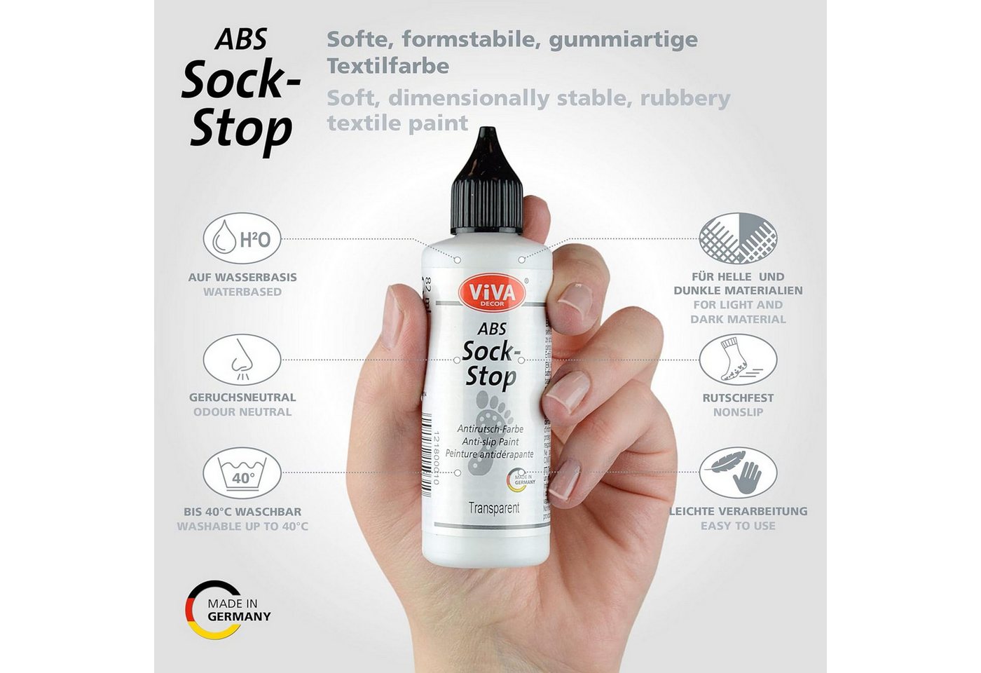 Viva Decor ABS-Socken ViVA DECOR ABS Sock-Stop, 82 ml, transparent – Bild 3 von 5
