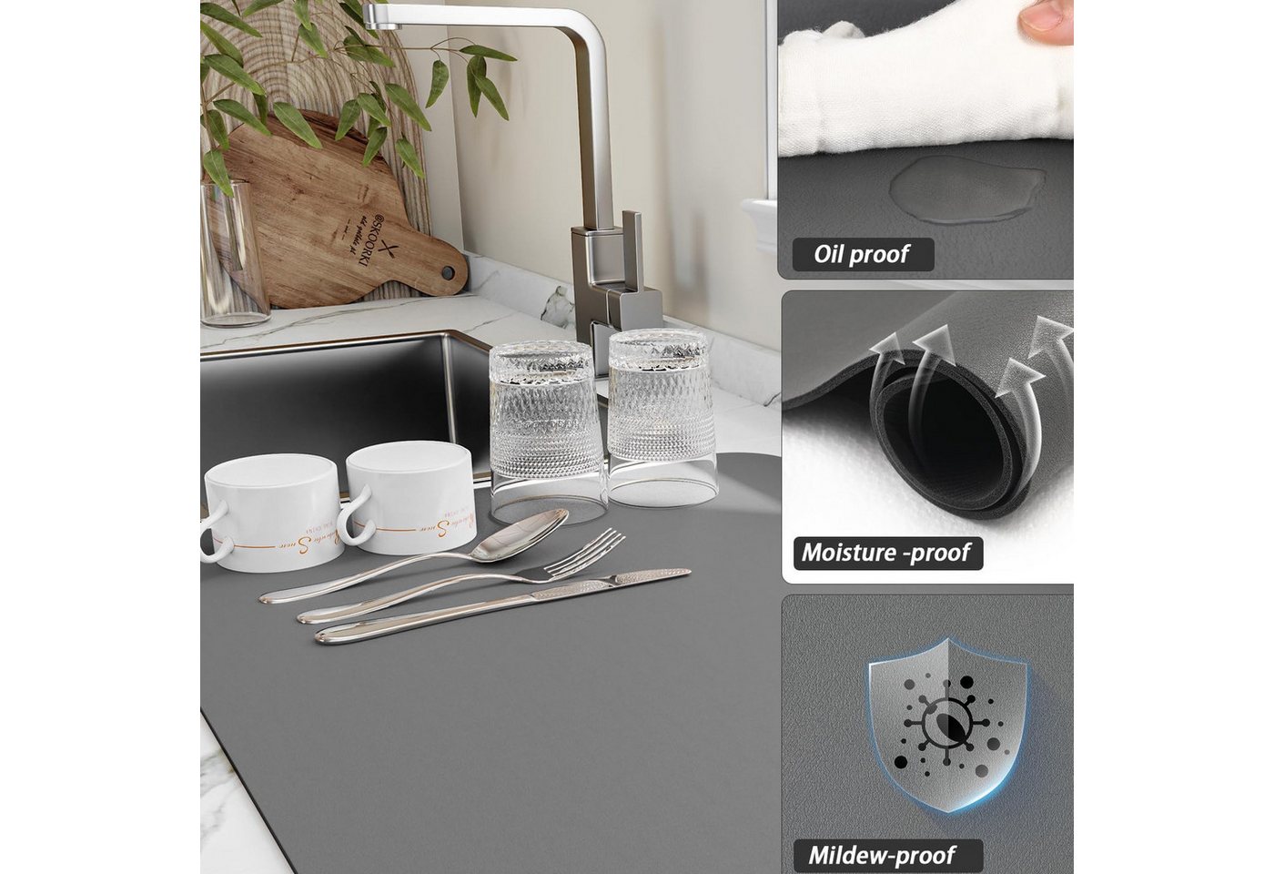 Abtropfmatte DRAINIFY Kieselgur Matte 40x60 cm Superabsorbierend Hitzebeständig, rutschfeste Absorptionsmatte – Bild 2 von 2