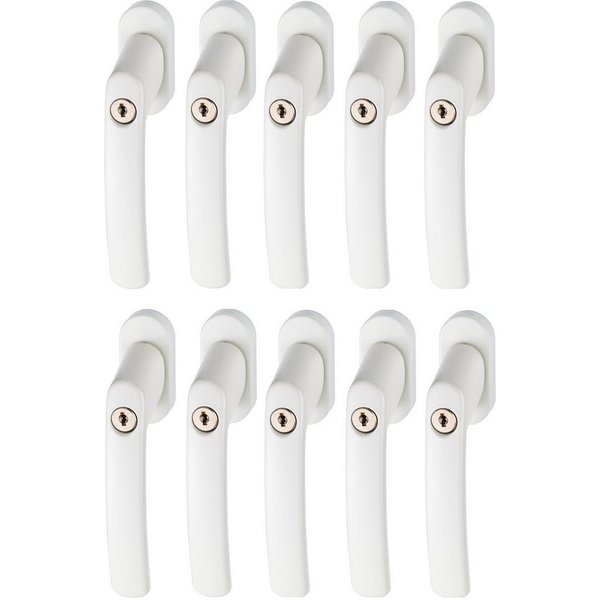 ABUS Fenstergriff Abschließbarer Fenstergriff FG200 AB208 gl. - weiß - 10er Set, 10er Set, Individuell einstellbarer, gesicherter Vierkantstift, 28 - 44 mm Läng