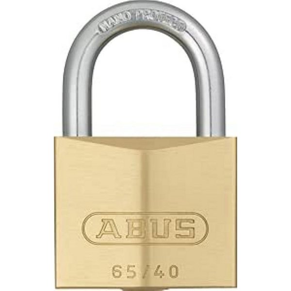 ABUS Vorhängeschloss Vorhängeschloss 65/40 Messing, gl.-6401, Kellerschloss, Spindschloss, Schloss für draußen & drinnen, guter Rostschutz, gehärteter Stahlbüge