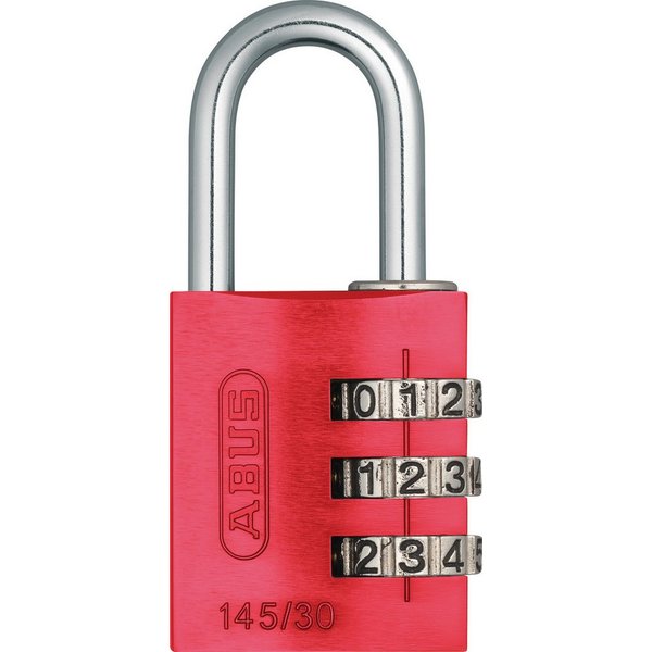 ABUS Vorhängeschloss Zahlenschloss 145/30 in rot, Sicherheitsklasse 3, Komfortable Bedienung ohne Schlüssel, geringes Gewicht