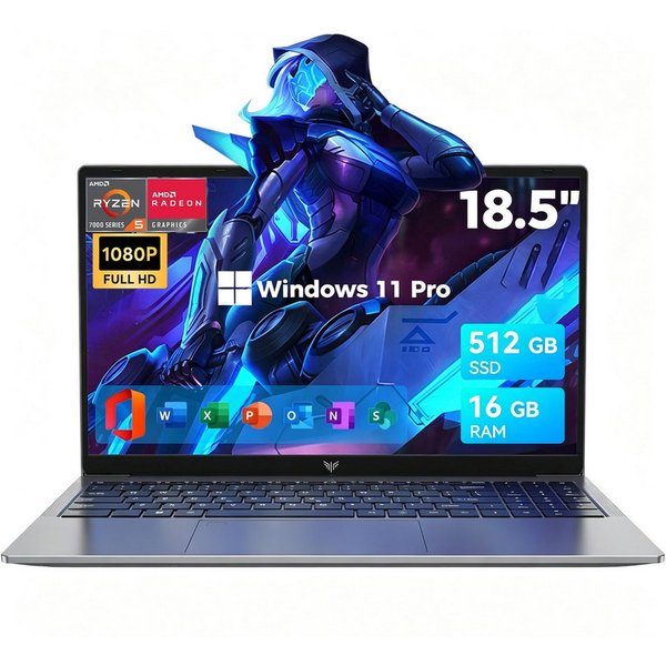 ACEMAGIC 18,5 Zoll Laptop Windows 11 Pro, AMD Ryzen 5 7430U, 16GB RAM 512GB SSD Notebook (46,9 cm/18,5 Zoll, AMD AMD Ryzen™ 5 7430U 7430U, AMD Radeon Graphics, 