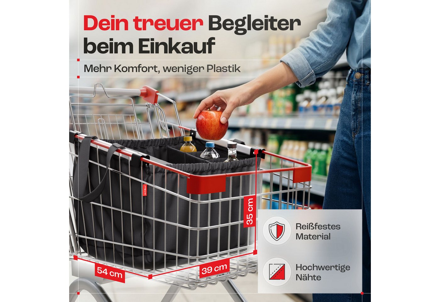 achilles Einkaufsbeutel Easy-Carrier Einkaufswagentasche mit Kühlfunktion und Flaschenfächern, 40 l – Bild 2 von 5