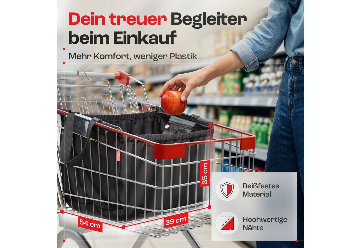 achilles Einkaufsshopper Easy-Shopper "Combi" Faltbare Einkaufswagentasche Einkaufstasche, 40 l – Bild 2 von 5