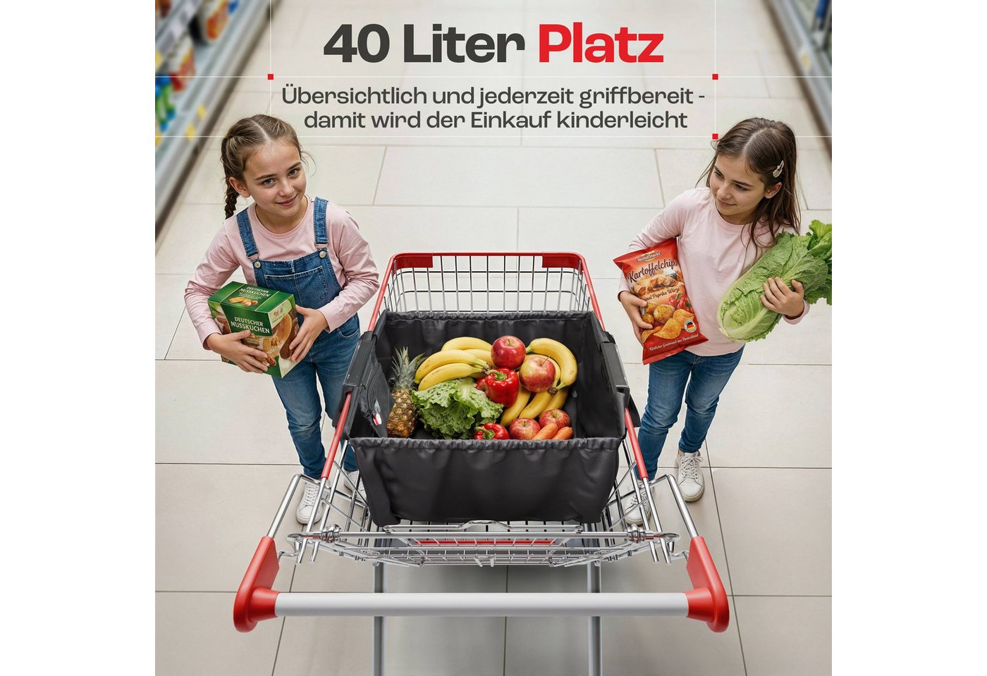 achilles Einkaufsshopper Easy-Shopper "Combi" Faltbare Einkaufswagentasche Einkaufstasche, 40 l – Bild 5 von 5