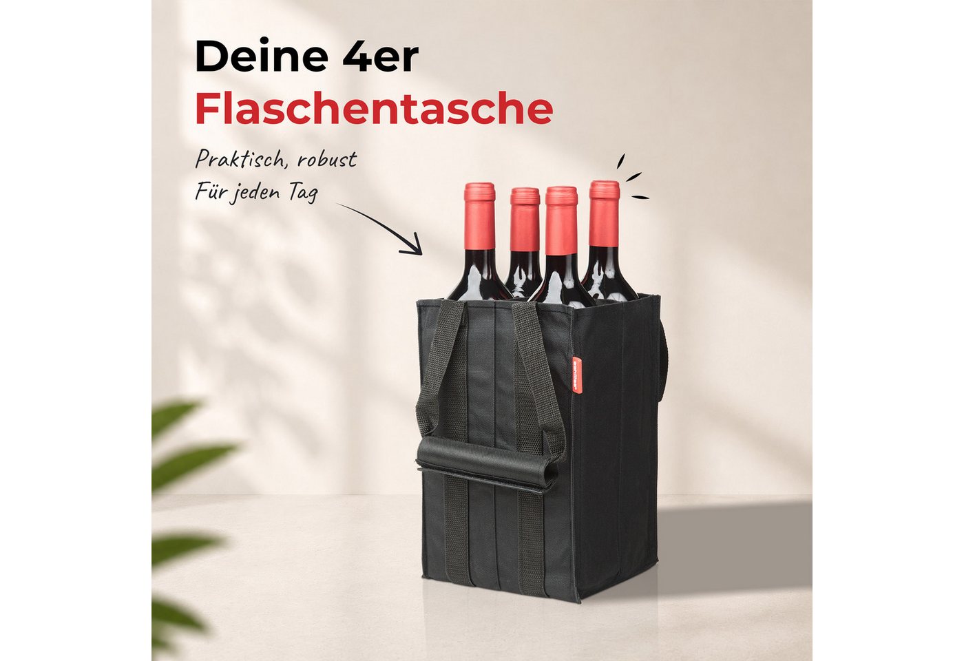 achilles Flaschenkorb Flaschenkorb 4er Bottle-Bag, Flaschentasche für 4 x 1,5 Liter Flaschen – Bild 4 von 5