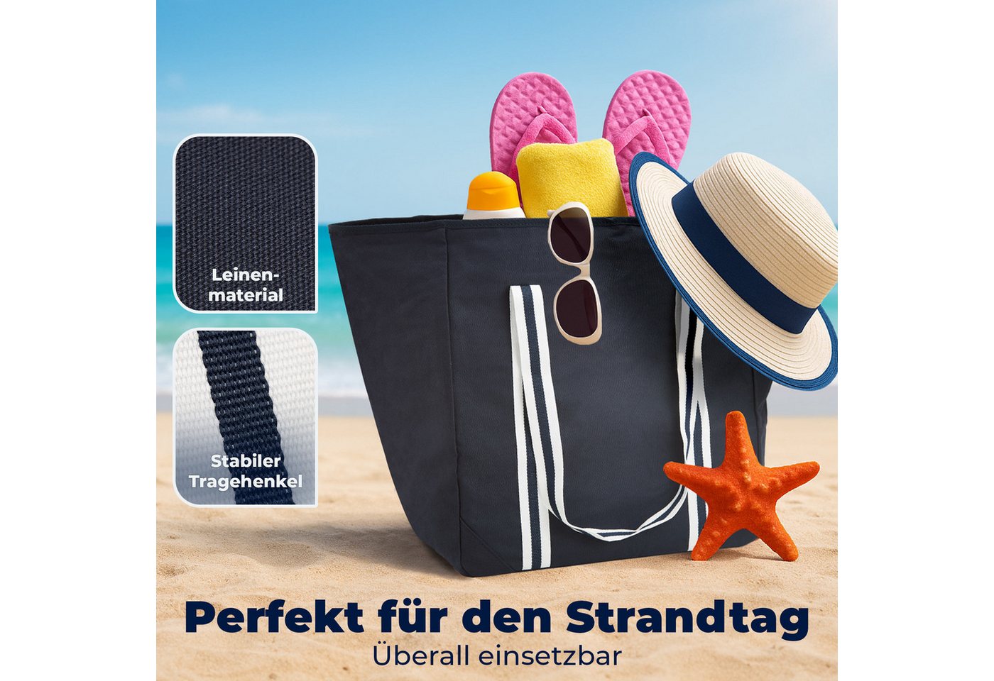 achilles XL-Strandtasche Strandtasche, Freizeittasche für Ausflüge Einkaufstasche – Bild 2 von 5