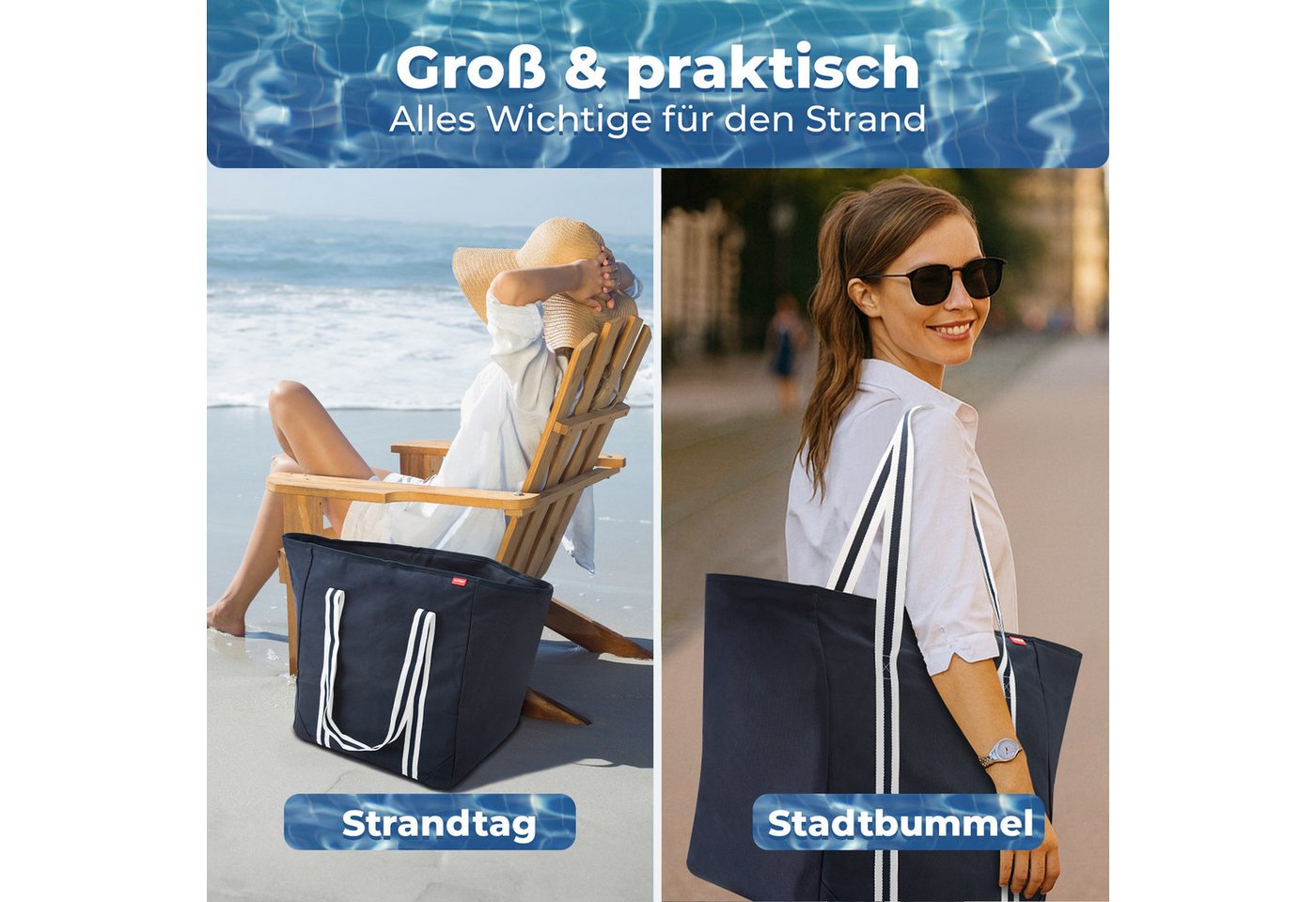 achilles XL-Strandtasche Strandtasche, Freizeittasche für Ausflüge Einkaufstasche – Bild 3 von 5