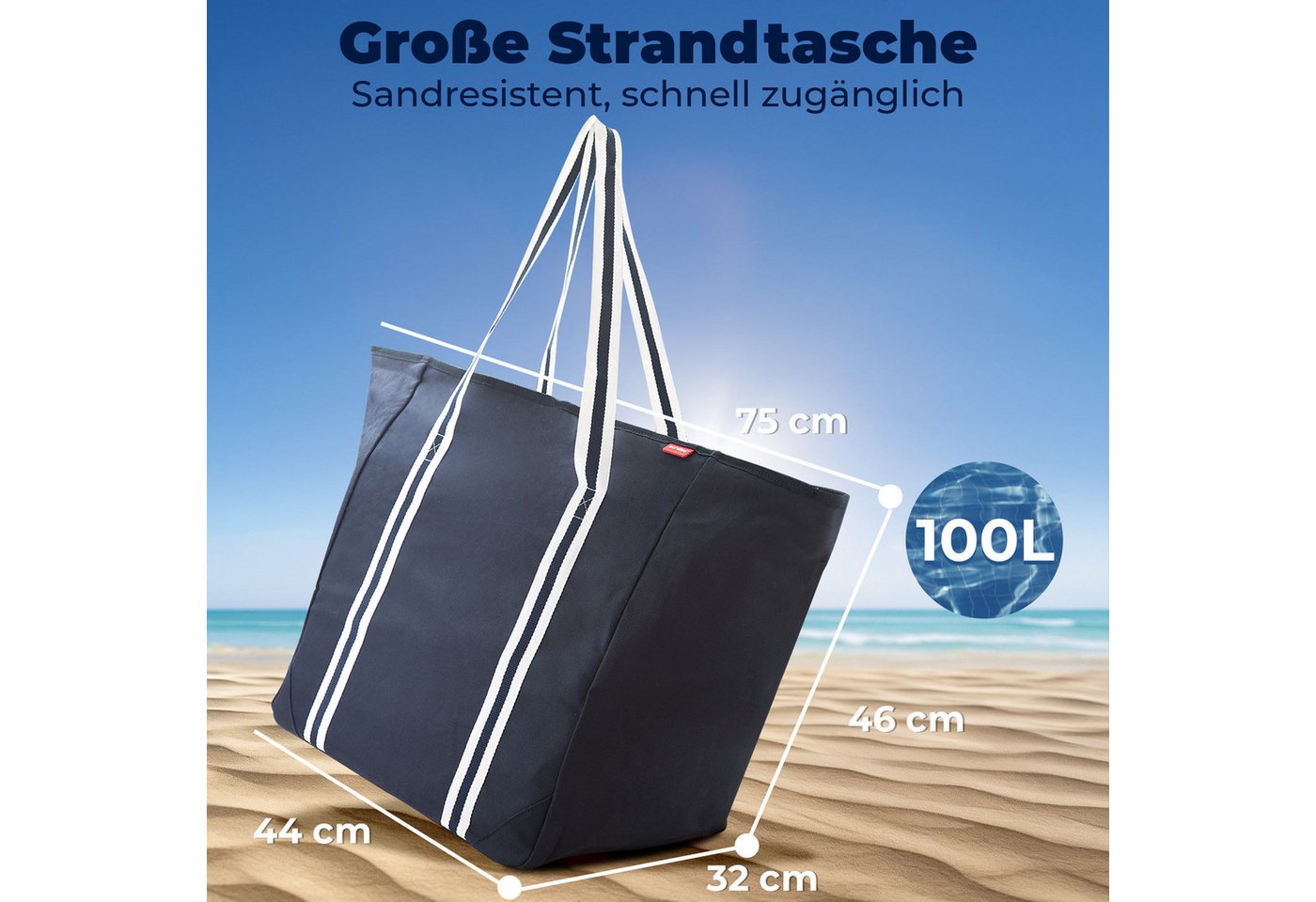achilles XL-Strandtasche Strandtasche, Freizeittasche für Ausflüge Einkaufstasche – Bild 4 von 5