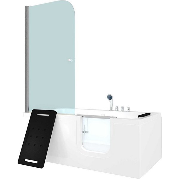 AcquaVapore Komplettdusche Seniorendusche und Sitzwanne Kombination Wanne mit Tür S15D-TH-R-ALL, Sicherheitsglas ESG, inklusive Duschwanne