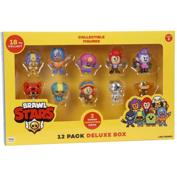 Brawl Stars Actionfigur Brawl Stars 12er Pack Deluxe inkl. 2 seltene (zufällige Auswahl), 4 cm, (12-tlg)