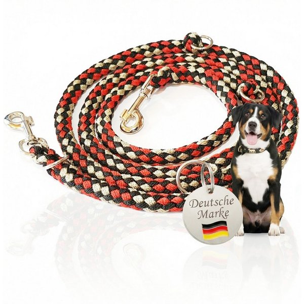 Activity4Dogs Hundeleine große Hunde bis 60 kg, mehrfarbig geflochten, 4-fach verstellbar, 3 m, auch als Doppelleine für 2 Hunde, Premium Qualität aus Deutschla