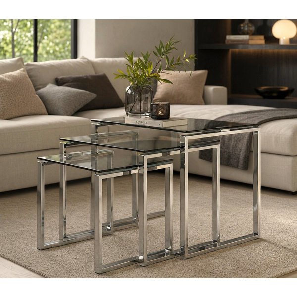 ACTONA GROUP Beistelltisch Katrine 3er Set, moderne Glas Satztische, zeitloses Design (Set, Couchtisch, Sofatisch, OTTOs Choice), OTTOs Choice, Platzsparend, st