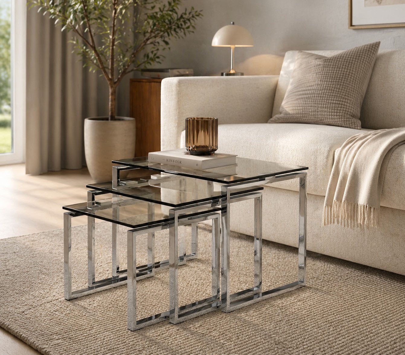 ACTONA GROUP Beistelltisch Katrine 3er Set, moderne Glas Satztische, zeitloses Design (Set, Couchtisch, Sofatisch, OTTOs Choice), OTTOs Choice, Platzsparend, st – Bild 2 von 5