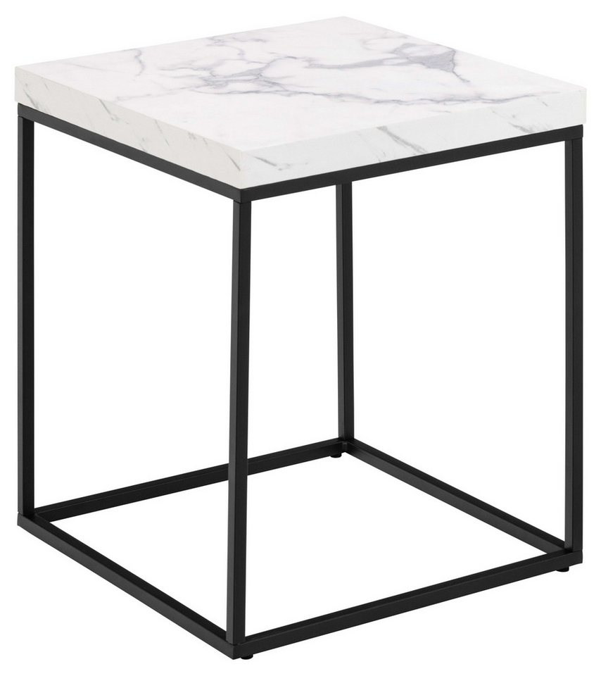 ACTONA GROUP Couchtisch Barossa Wohnzimmertisch, Beistelltisch, Quadratisch, Sofatisch, Steinoptik, schwarze Stahlbeine, in weiteren Variationen, B: 40 cm – Bild 3 von 5