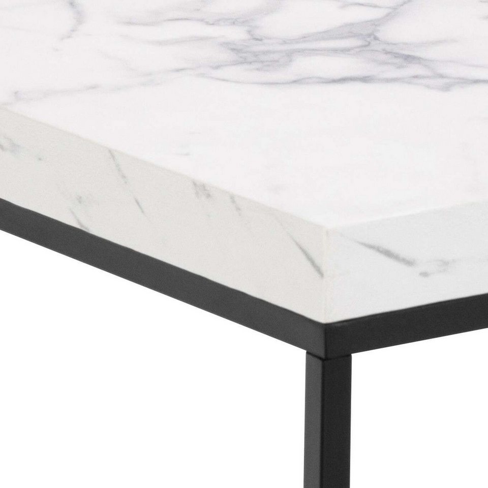 ACTONA GROUP Couchtisch Barossa Wohnzimmertisch, Beistelltisch, Quadratisch, Sofatisch, Steinoptik, schwarze Stahlbeine, in weiteren Variationen, B: 40 cm – Bild 4 von 5