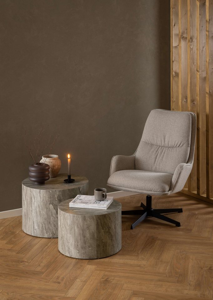 ACTONA GROUP Couchtisch Dice 2er Set - Steinoptik, modern & stilvoll, skandinavisches Design (Couchtisch, Beistelltisch), rund, 2er-Set, Steinoptik, in weiteren – Bild 3 von 5