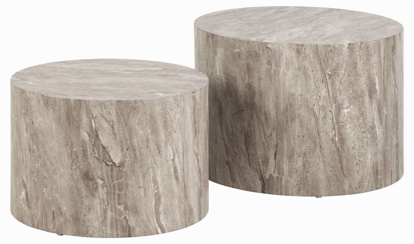 ACTONA GROUP Couchtisch Dice 2er Set - Steinoptik, modern & stilvoll, skandinavisches Design (Couchtisch, Beistelltisch), rund, 2er-Set, Steinoptik, in weiteren – Bild 4 von 5