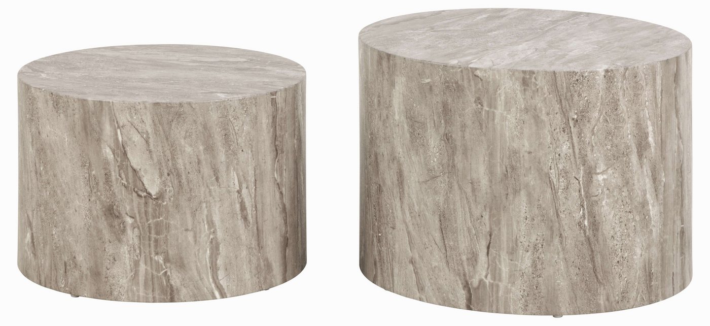 ACTONA GROUP Couchtisch Dice 2er Set - Steinoptik, modern & stilvoll, skandinavisches Design (Couchtisch, Beistelltisch), rund, 2er-Set, Steinoptik, in weiteren – Bild 5 von 5
