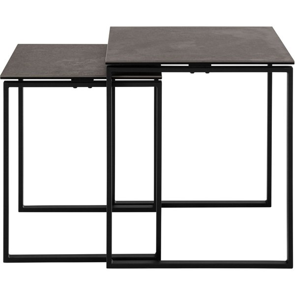 ACTONA GROUP Couchtisch Katrine, 2er-Set, Kaffetisch, Keramik-Tischplatte, modern, Scandi (Set, 2-St., Set aus 2 Couchtischen), Quadratisch, robustes schwarzes 