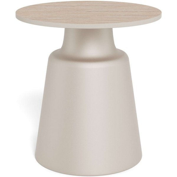ACTONA GROUP Couchtisch Santorini Beistelltisch – modern & kompakt, langlebige Keramikplatte, Pflegeleicht, Keramik Tischplatte, schwarzes Stahlgestell, Ø: 45 c