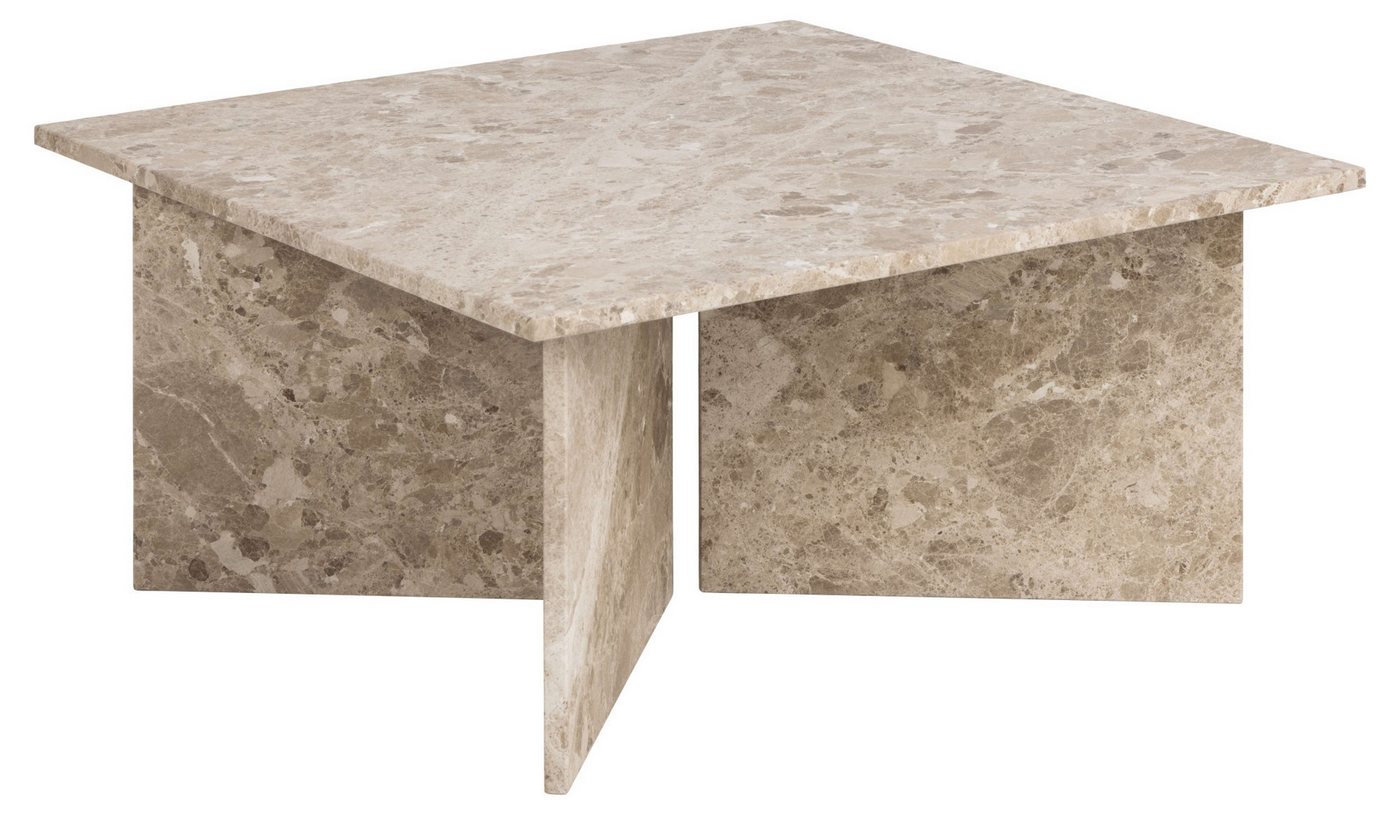 ACTONA GROUP Couchtisch Vega, Couchtisch, V-förmig Gestell,matt Latte lackiert Marmor, 90x90x42 cm – Bild 3 von 5