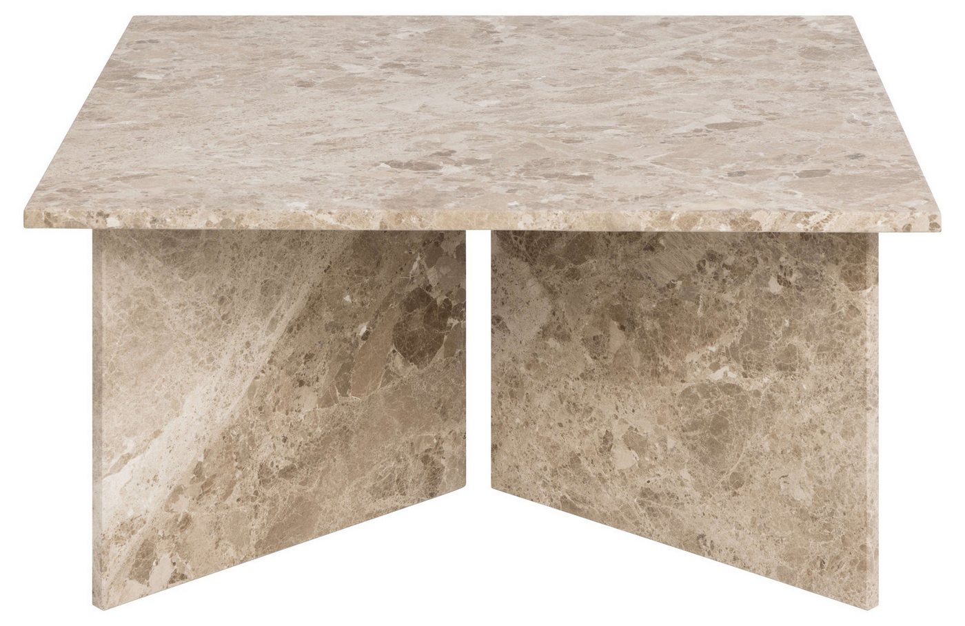 ACTONA GROUP Couchtisch Vega, Couchtisch, V-förmig Gestell,matt Latte lackiert Marmor, 90x90x42 cm – Bild 4 von 5