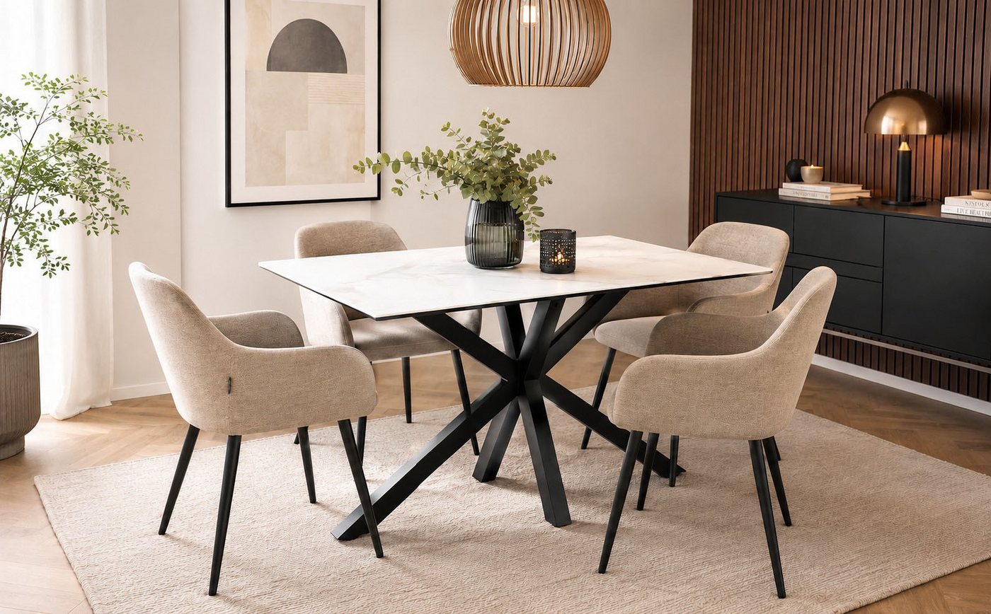 ACTONA GROUP Esstisch Heaven mit Keramikplatte & stabilem Stahlgestell, mehrere Varianten (Breite: 135, 160 und 200 cm), Pflegeleichter Design-Esstisch – robust – Bild 3 von 5