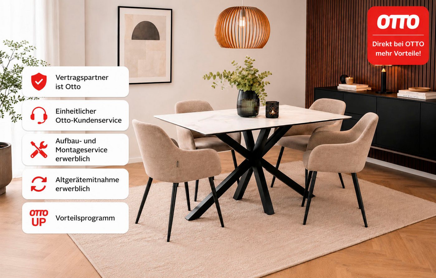 ACTONA GROUP Esstisch Heaven mit Keramikplatte & stabilem Stahlgestell, mehrere Varianten (Breite: 135, 160 und 200 cm), Pflegeleichter Design-Esstisch – robust – Bild 4 von 5