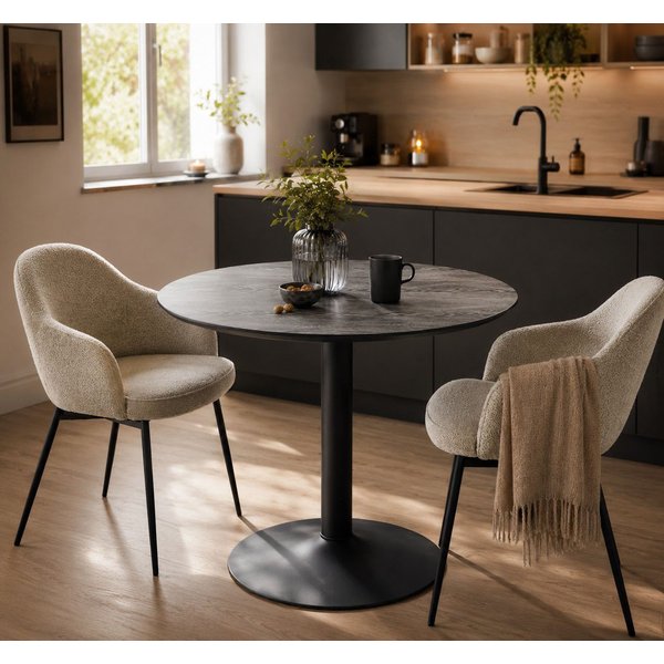 ACTONA GROUP Esstisch Ibiza, Runder Küchentisch - pflegeleicht, platzsparend & robust (1-St., Tisch, Tulpentisch), Cafetisch, Esstisch rund Ø 80 cm, Schwarz, mi