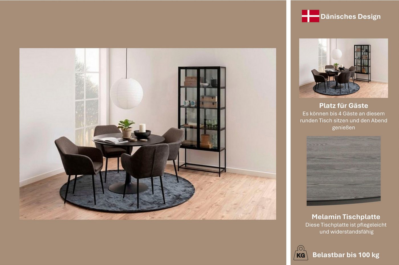 ACTONA GROUP Esstisch Ibiza, Runder Küchentisch - pflegeleicht, platzsparend & robust (1-St., Tisch, Tulpentisch), OTTOs Choice, modernen Design – kratzfest & b – Bild 5 von 5