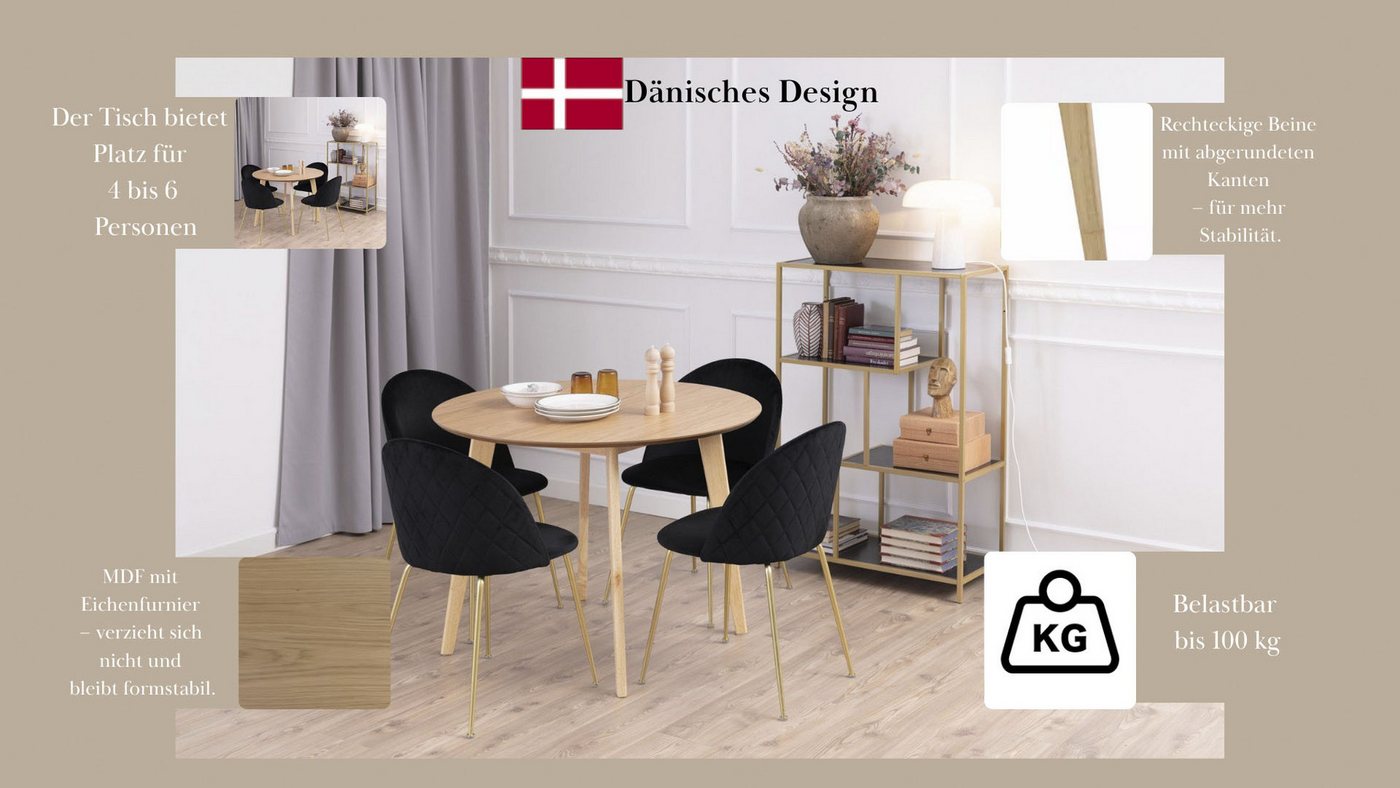 ACTONA GROUP Esstisch Roxby rund Ø105 – kompakt, robust & pflegeleicht, zeitloses Design (1-St., Küchentisch, OTTOs Choice) – Bild 4 von 5