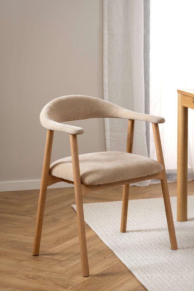 ACTONA GROUP Esszimmerstuhl Addi, Stuhl, 2er-Set, gepolstert, Moderner Stil, Gestell aus Eiche, 2er-Set, gepolstert, Bezug in verschiedenen Farben erhältlich – Bild 2 von 5