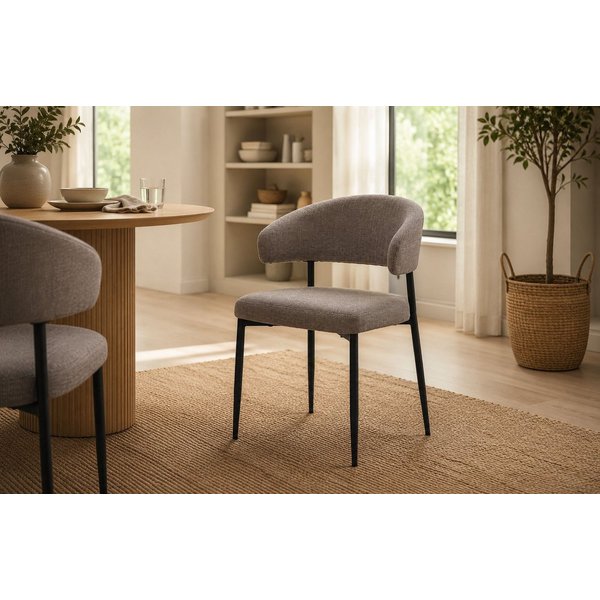 ACTONA GROUP Esszimmerstuhl Edina 2er Set, Stoff - bequem & stilvoll, mehrere Farben, moderne, Gepolstert, weicher Bezug & hoher Sitzkomfort, schwarze Stahlbein