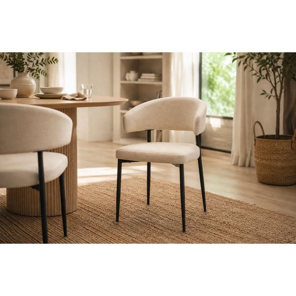 ACTONA GROUP Esszimmerstuhl Edina 2er Set, Stoff - bequem & stilvoll, mehrere Farben, moderne, Gepolstert, weicher Bezug & hoher Sitzkomfort, schwarze Stahlbein