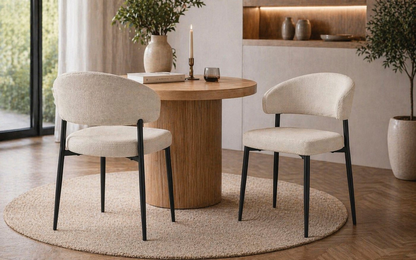 ACTONA GROUP Esszimmerstuhl Edina 2er Set, Stoff - bequem & stilvoll, mehrere Farben, moderne, Gepolstert, weicher Bezug & hoher Sitzkomfort, schwarze Stahlbein – Bild 3 von 5
