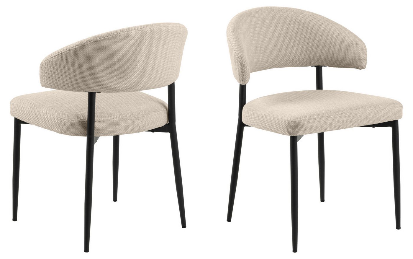 ACTONA GROUP Esszimmerstuhl Edina 2er Set, Stoff - bequem & stilvoll, mehrere Farben, moderne, Gepolstert, weicher Bezug & hoher Sitzkomfort, schwarze Stahlbein – Bild 5 von 5