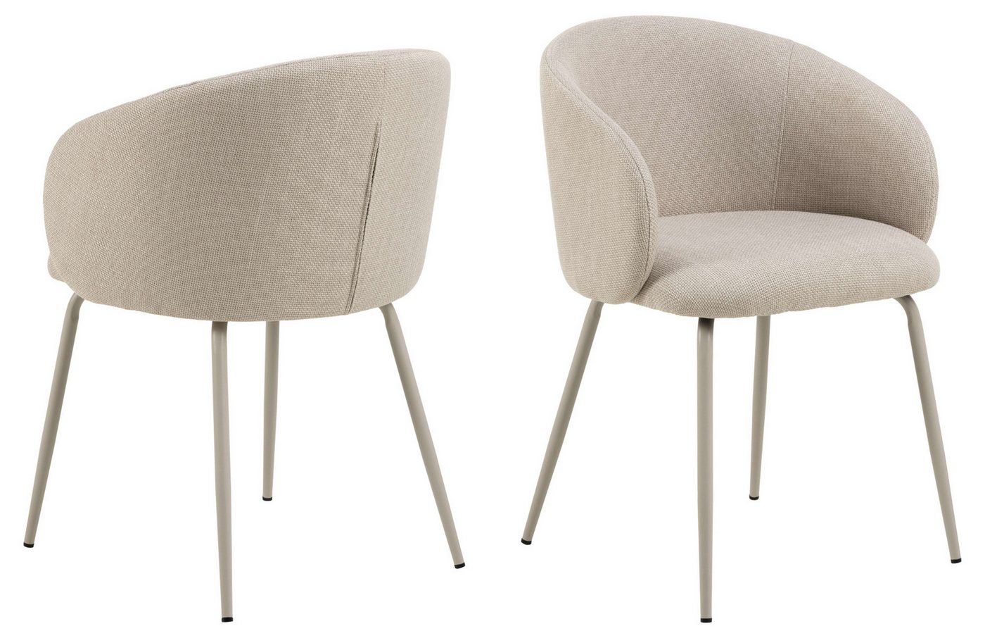 ACTONA GROUP Esszimmerstuhl Eleanor 2er Set, gepolstert mit Armlehne, bequem, modern, beige (Set), Skandinavisches Design, hoher Sitzkomfort & weicher Stoff – Bild 5 von 5