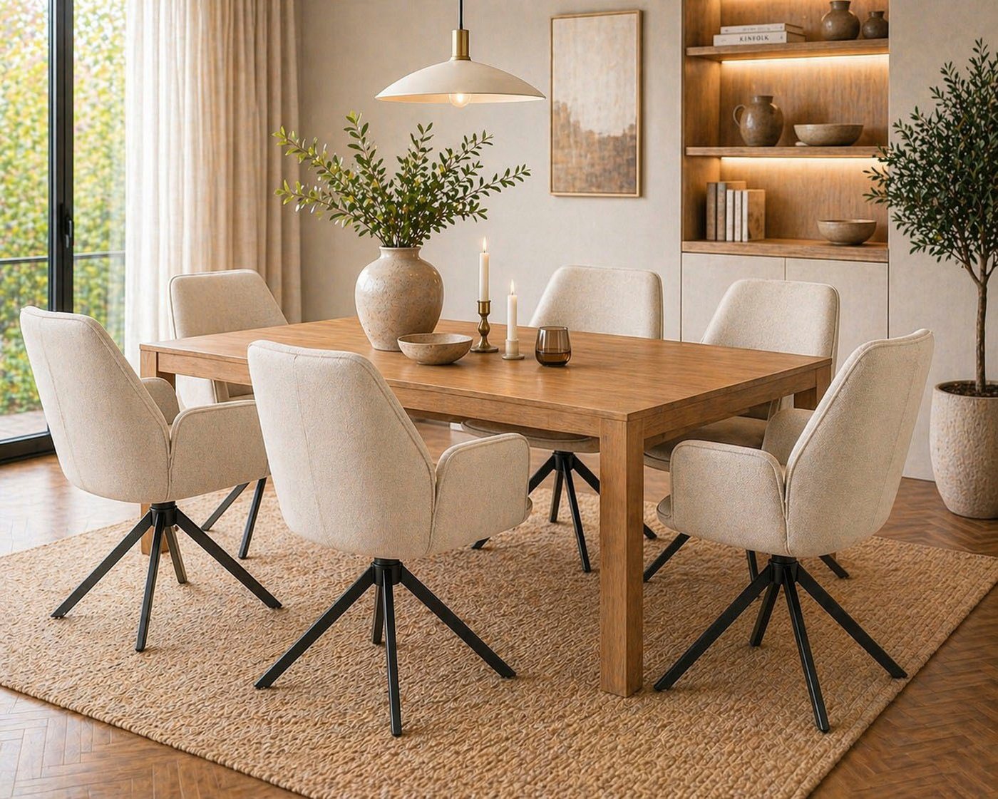ACTONA GROUP Esszimmerstuhl Glenda 2er-Set, 360° drehbar, mit Armlehnen, in mehreren Farben, Bequem, gepolstert & mit Armlehne für hohen Sitzkomfort – Bild 2 von 5