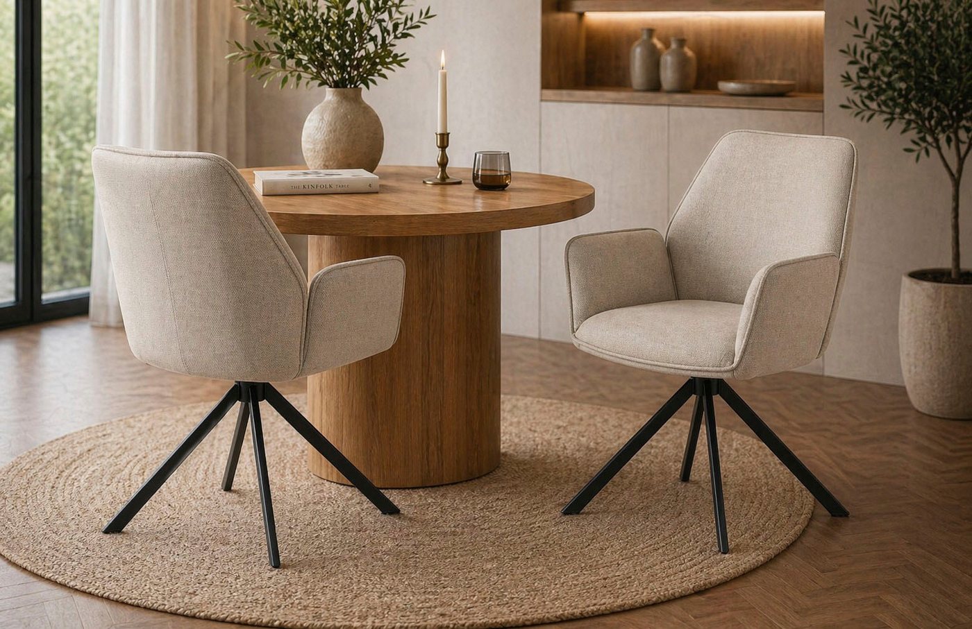 ACTONA GROUP Esszimmerstuhl Glenda 2er-Set, 360° drehbar, mit Armlehnen, in mehreren Farben, Bequem, gepolstert & mit Armlehne für hohen Sitzkomfort – Bild 3 von 5