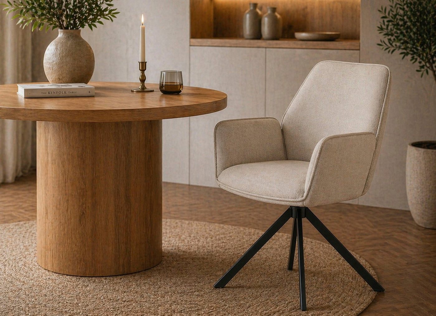ACTONA GROUP Esszimmerstuhl Glenda 2er-Set, 360° drehbar, mit Armlehnen, in mehreren Farben, Bequem, gepolstert & mit Armlehne für hohen Sitzkomfort – Bild 4 von 5
