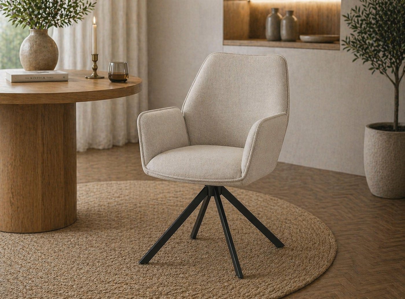 ACTONA GROUP Esszimmerstuhl Glenda 2er-Set, 360° drehbar, mit Armlehnen, in mehreren Farben, Bequem, gepolstert & mit Armlehne für hohen Sitzkomfort – Bild 5 von 5