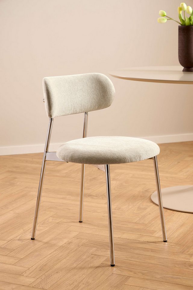 ACTONA GROUP Esszimmerstuhl Lyric, Küchenstuhl, mit gepolsterter Sitzfläche (Set, 2 St), Stuhl, Chenille, Retro-Futur, Chromstahlgestell, FSC™ – Bild 2 von 5