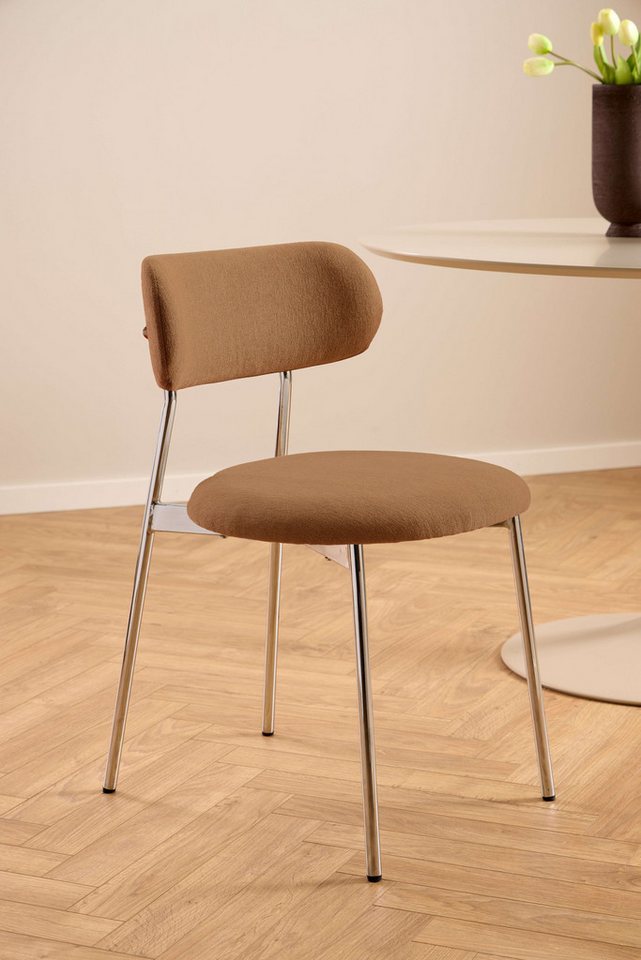 ACTONA GROUP Esszimmerstuhl Lyric, Küchenstuhl, mit gepolsterter Sitzfläche (Set, 2 St), Stuhl, Chenille, Retro-Futur, Chromstahlgestell, FSC™ – Bild 2 von 5