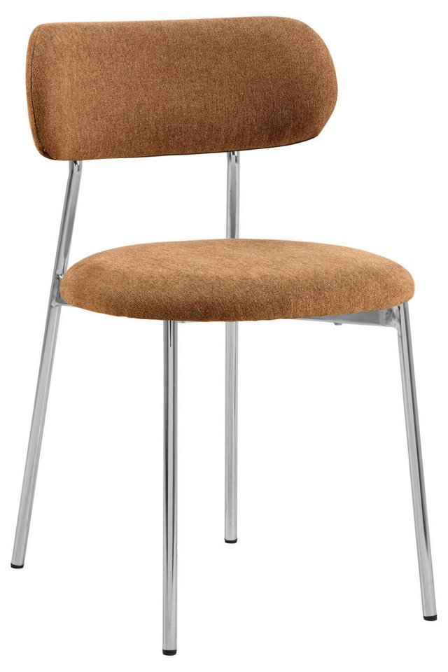 ACTONA GROUP Esszimmerstuhl Lyric, Küchenstuhl, mit gepolsterter Sitzfläche (Set, 2 St), Stuhl, Chenille, Retro-Futur, Chromstahlgestell, FSC™ – Bild 4 von 5