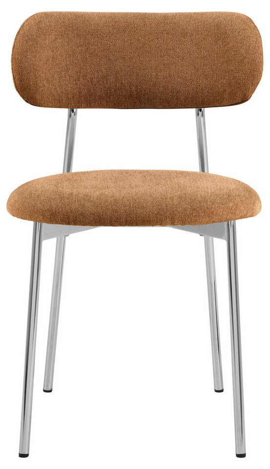ACTONA GROUP Esszimmerstuhl Lyric, Küchenstuhl, mit gepolsterter Sitzfläche (Set, 2 St), Stuhl, Chenille, Retro-Futur, Chromstahlgestell, FSC™ – Bild 5 von 5