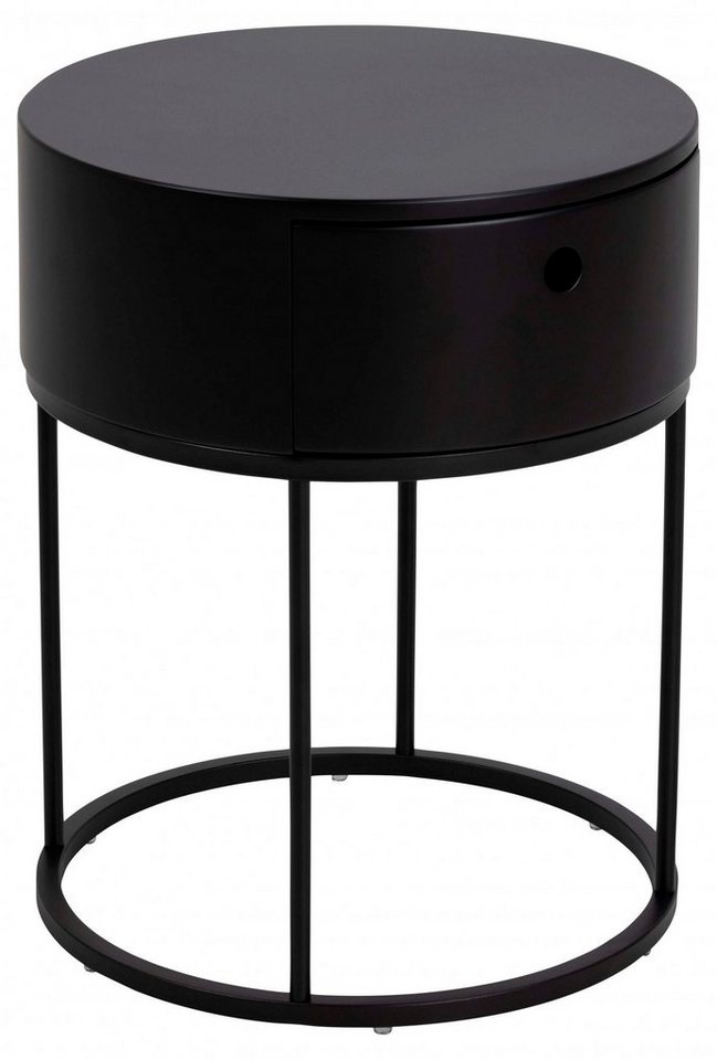ACTONA GROUP Nachttisch Polo (1-St), Nachttisch in Weiss oder Schwarz, rund, Ø 40 cm, mit 1 Schublade – Bild 3 von 5