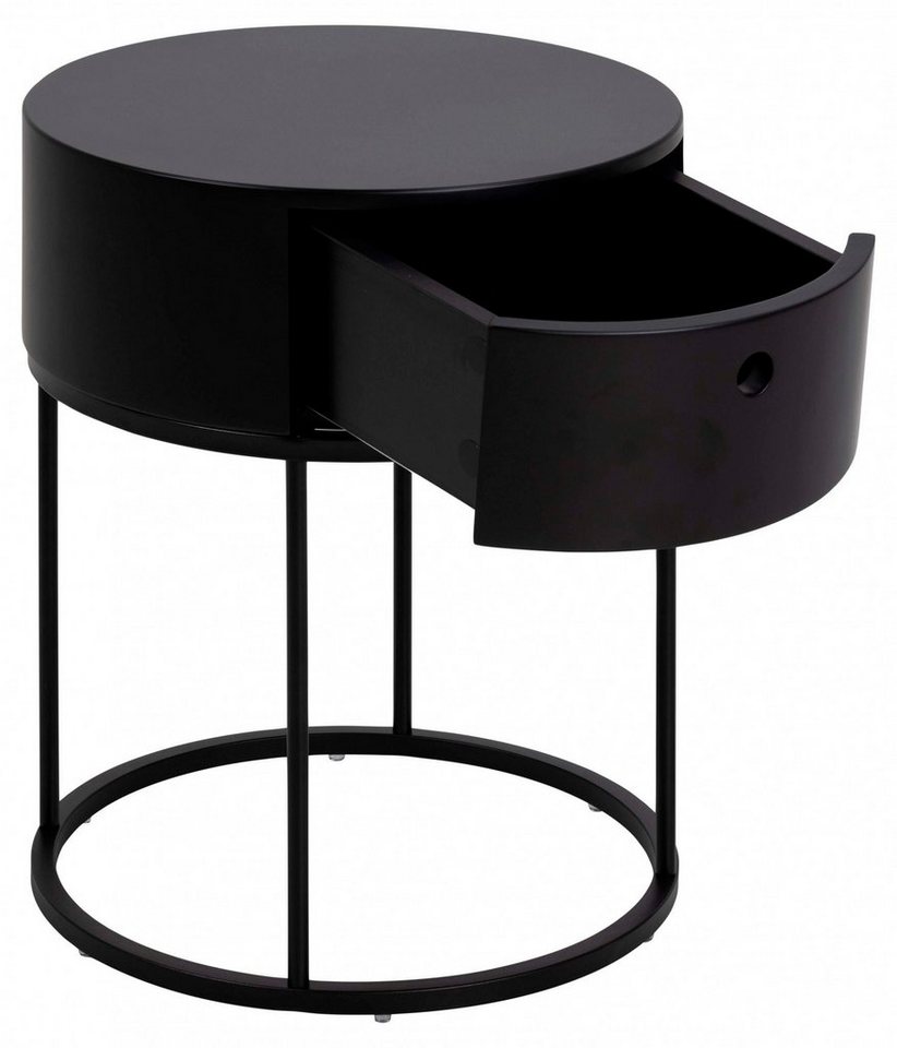 ACTONA GROUP Nachttisch Polo (1-St), Nachttisch in Weiss oder Schwarz, rund, Ø 40 cm, mit 1 Schublade – Bild 4 von 5