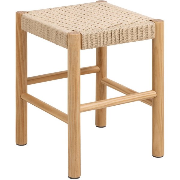 ACTONA GROUP Stuhl Alvin, Hocker, Hocker, off-white Papiergeflecht, mit geflochtenem Muster, 35x35x45cm